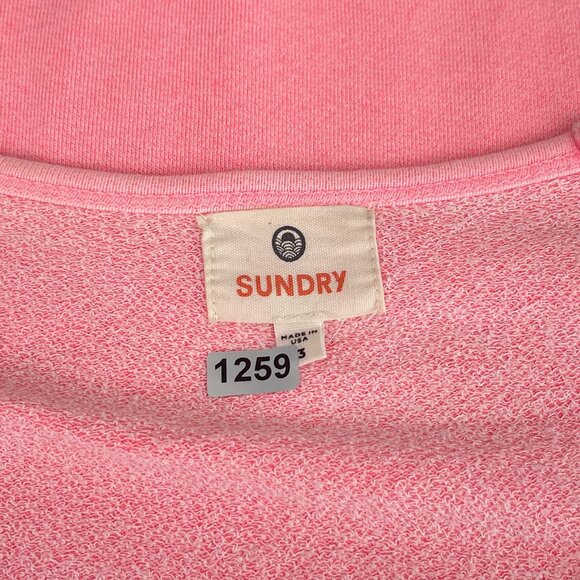 SUNDRY Pink French Terry Scoop Neck Long Sleeve Sweatshirt Made In USA Womens L - Picture 6 of 10